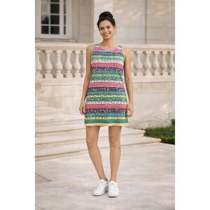 DESIGUAL Colorful Stripe Phoenix Dress Laser Cutout Sleeveless MEDIUM Women's